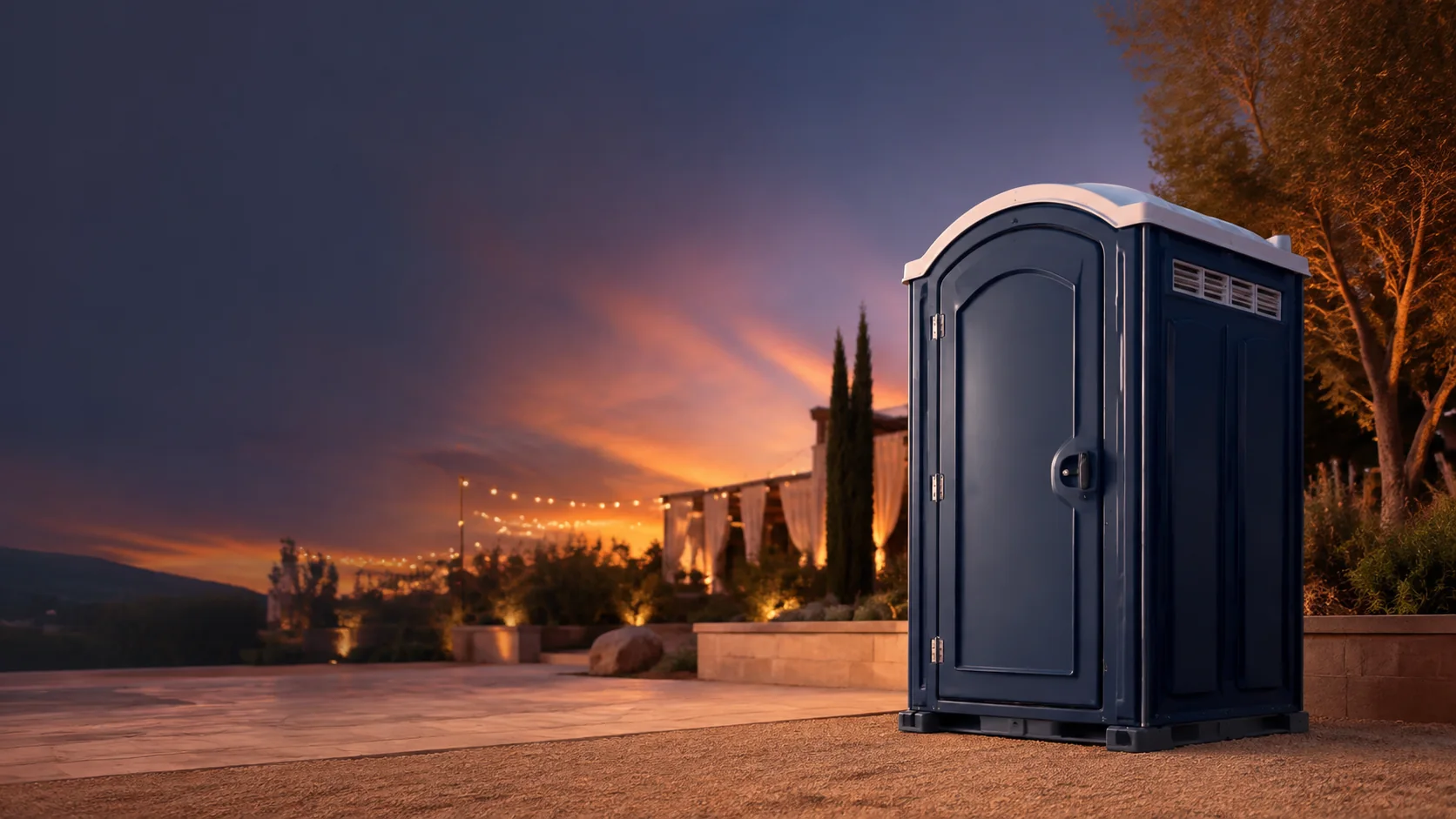 Portable restroom shown for rental planning in Skokie, IL